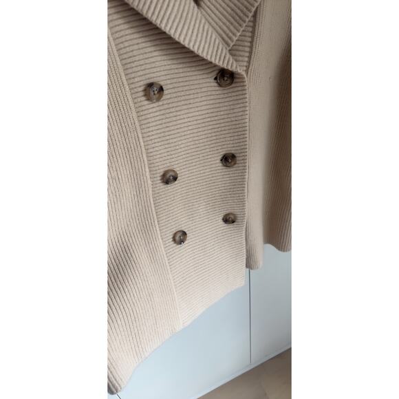 Ann Taylor Ribbed Knit Peacoat Style Sweater Size XL Beige Neutral Winter - Picture 3 of 8